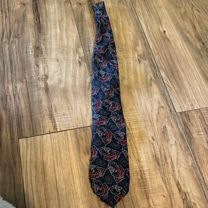 Wembley Mens Tie Navy Blue Red Paisley‎ Silk Necktie Business Formal